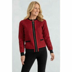 Outlet 🧨 Anna Rose 🐕 Dogtooth Zip Cardigan For Female 🎁