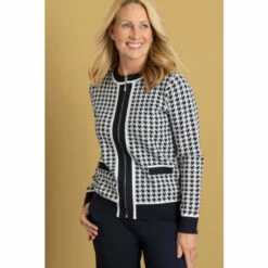 Outlet 🧨 Anna Rose 🐕 Dogtooth Zip Cardigan For Female 🎁 -Anna Rose Shop unnamed file 1004