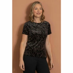 Wholesale π Anna Rose Glitter Print Velour Top For Female π―