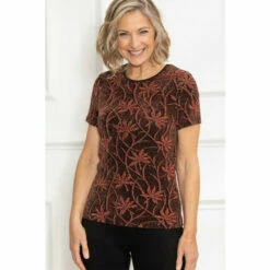 Hot Sale 🎁 Anna Rose Shimmer Print Top For Female 🛒