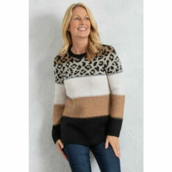 Deals 😀 Anna Rose Animal And Stripe Knit Top For Female 🔔 -Anna Rose Shop unnamed file 1085