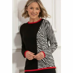 Best reviews of 👏 Anna Rose Embellished Zebra Panel Knitted Top For Female ⌛