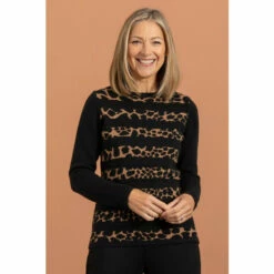 Discount 🌟 Anna Rose Animal Stripe Knit Top For Female ✨