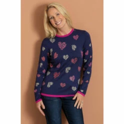 Best Pirce ⭐ Anna Rose Embellished Heart Print Knit Top For Female 🌟