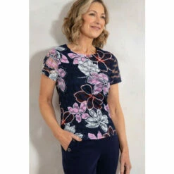 Cheap ✨ Anna Rose Short Sleeve Floral Printed Mesh Top For Female 🧨 -Anna Rose Shop unnamed file 1269