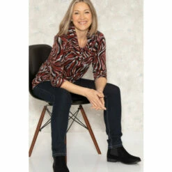 Deals 🌟 Anna Rose Printed Brushed Knit Top For Female 🧨