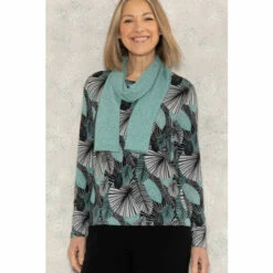 Cheap β Anna Rose Printed Brushed Knit Top With Scarf For Female π