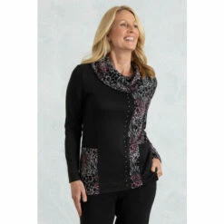 Discount 🔥 Anna Rose Patchwork Cowl Neck Knit Top For Female 🥰