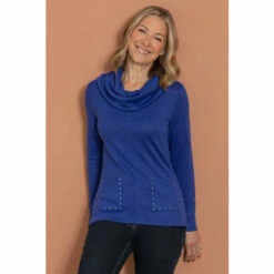 Outlet ⭐ Anna Rose Cowl Neck Knit Top For Female 🔥