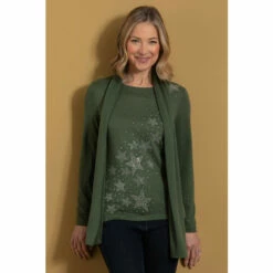 Best Sale 🎉 Anna Rose Star Embellished Knit Top With Scarf For Female 🎉