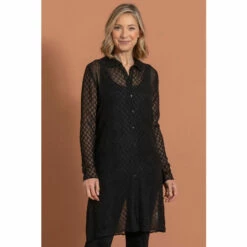 Best Sale 🎉 Anna Rose Embellished Textured Semi Sheer Long 👕 Shirt For Female ✨ -Anna Rose Shop unnamed file 183