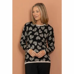 Best Sale 🤩 Anna Rose Animal Heart Print Knit Top For Female 🎁