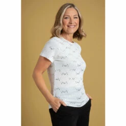 New 🤩 Anna Rose Textured Shimmer Short Sleeve Top For Female 💯