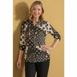 Deals π Anna Rose Circle Print Blouse With Necklace For Female π