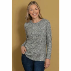 New 🛒 Anna Rose Shimmer Animal Print Knitted Top For Female 😀 -Anna Rose Shop unnamed file 396