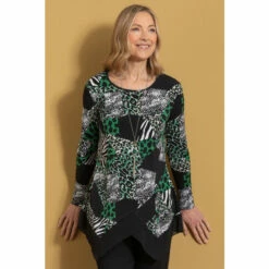 Deals π Anna Rose Animal Print Jersey Tunic Top With Necklace For Female π