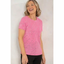 Top 10 π― Anna Rose Textured Shimmer Short Sleeve Top For Female π