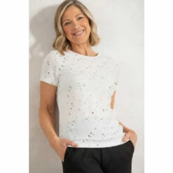 Top 10 💯 Anna Rose Textured Shimmer Short Sleeve Top For Female 👏 -Anna Rose Shop unnamed file 577