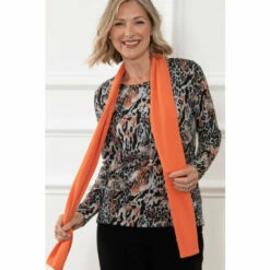 Wholesale 😀 Anna Rose Animal Print Brushed Knit Top With Scarf For Female 🔔