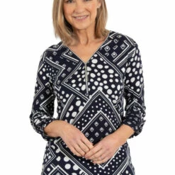 Brand new 🛒 Anna Rose Printed Zip Jersey Top For Female 🔔 -Anna Rose Shop unnamed file 664