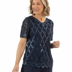 Cheapest 😍 Anna Rose Short Sleeve Embellished Mesh Top For Female ❤️ -Anna Rose Shop unnamed file 681