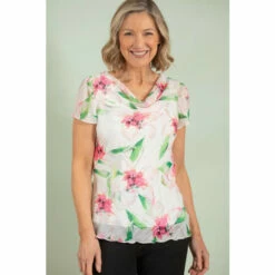 Outlet 😀 Anna Rose Floral Print Bias Cut Cowl Neck Top For Female ❤️