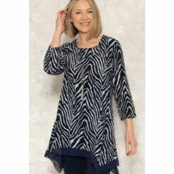 Budget 🎁 Anna Rose Animal Print Brushed Knit Tunic With Necklace For Female 💯