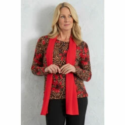 New 🥰 Anna Rose Floral And Animal Print Top With Scarf For Female 🥰